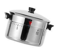 Baluue Minuteur Mecanique Cuisine en Plastique et Métal Forme Cocotte Argentée 60 Facile à Utiliser Alarme Claire pour Cuisson et Pâtisserie