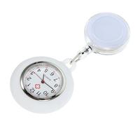 Baluue Montre De Poche à Clip Blanche pour Infirmière à Enrouleur De Badge en Plastique Légère Pratique pour Personnel Médical Et Étudiants
