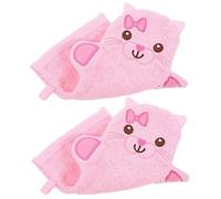 Baluue Moufles De Bain De Dessin Pour Bébé Lot De 2 Grand Modèle Moufles De Gommage Doux En Microfibre Rose Chat Bain Et Confortable