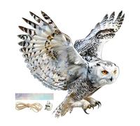 Baluue Ornement de Jardin Extérieur Hibou avec Clochette Oiseaux Solide en Plastique Cordelette 60 CM et Ruban Laser Réfléchissant Décoration Suspendue pour Patio Arbre et Terrasse