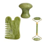 Baluue Outils De Massage Visage Et Corps 2 Pièces Ensemble Green Phoenix Jade Rouleau Facial Masseur De Beauté Du Visage Appareils De Massage Doux Pour Soins Peau