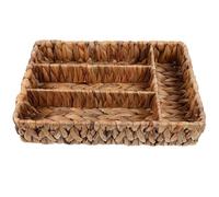 Baluue Panier de Rangement en Jacinthe D’Eau Tressé Grand Format Rectangulaire Compartimenté pour Couverts et Ustensiles Cuisine Organisateur Compact Polyvalent pour Tiroir et Table