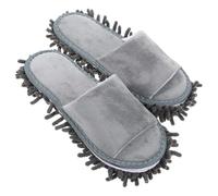 Baluue Pantoufles de Nettoyage Unisexes Grosse Taille en Chenille Gris Pantoufles-Serpillères D’Intérieur à Ouverture Orteils Lavables et Antidérapantes pour Sols Bois Carrelage et