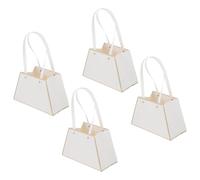 Baluue Paquet à Fleurs Résistants et Pliables Lot de 4 en Papier Blanc avec Poignées Doubles pour Bouquets Décoratifs et Utilisation Chez