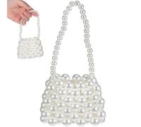 Baluue Pearl Handbag Pearl Clutch Sacs à main en perles pour femmes Pochette de mariée en perles artificielles blanc légère pour téléphone usage extérieur 18.00 x 10.00 x 3.50 cm 1 pièce