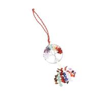 Baluue Pendentif Arbre de Vie en Pierres Naturelles 7 Chakras Multicolores, Ornement Suspendu Décoration Intérieure et Voiture, Accessoire Énergétique Spirituel pour Présent et Bien-