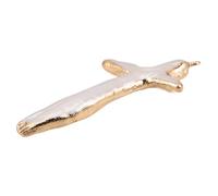 Baluue Pendentif Croix en Perles D’Eau Douce Irrégulières Blanches Bord Doré Breloque DIY pour Création de Bijoux Dimensions 20X40-30X45 MM Fournitures pour Bracelets et Colliers