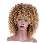 Baluue Perruque Bouclée Courte Femme Brune Blonde Mixte Synthétique Confortable Et Ventilée Cosplay Et Usage Quotidien