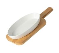 Baluue Plat de Cuisson Ovale Céramique Blanc Poêle Antiadhésive Résistante Chaleur pour Four et Micro-ondes Plateau de Cuisson Pratique pour Maison et Repas Famille