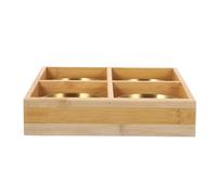 Baluue Plateau de Service Compartimenté en Bois 4 Cases Bol Rond Inox Doré Plateau à Condiments pour Fondue Barbecue et Apéritifs pour Restaurant et Repas à Domicile Réutilisable