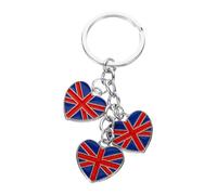 Baluue Porte-clés Pendentif Souvenir Unique Forme Cœur Drapeau Britannique en Alliage de Zinc pour Présents et Décoration