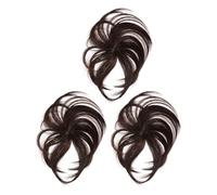Baluue Postiches Look Naturel Quotidien Lot de 3 en Fibre Chimique Marron Facile à Utiliser, Design Simple pour Femmes aux Cheveux Clairsemés
