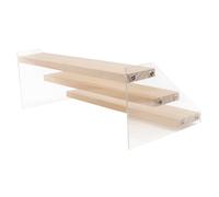 Baluue Présentoir à Jouets Bois et Acrylique Niveaux Étagère de Rangement pour Poupées et Figurines Support Stable et Transparent pour Collection et Décoration