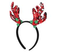 Baluue Serrage-tête de Noël en Feutre à Paillettes Bois de Cerf et Pompon, Accessoire Cheveux Confortable pour Fête de Noël et Soirées Festives