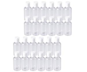 Baluue Set de Voyage 24 Bouteilles Rechargeables 75ml en Plastique Léger Blanc pour Lotion et Crème, pour Activités Sportives et Plein Air Couleur Aléatoire