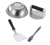 Baluue Set Presse Hamburger INOX avec Spatule Métallique Antiadhésive Outil Cuisine Barbecue Aplatisseur Viande Pratique pour Grillades et Pâtés Savoureux