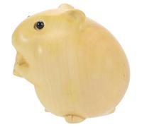 Baluue Statue de Hamster Bois Sculpté Main Petite Figurine Décorative Animale pour Maison et Bureau Ornement Naturel et Réaliste Cadeau Surprise pour Anniversaire et Fête