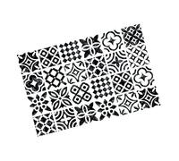Baluue Stickers Carrelage Motif Arabe Noir et Blanc Autocollants Décoratifs Étanches pour Cuisine Salle de Bain Escalier Mur Salon Chambre