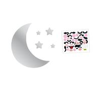 Baluue Stickers Muraux en Acrylique Lune et Étoiles 3D Argentés Décoration Miroir Lune Adhésive Grand Format pour Chambre D’Garçon et Filles Salon et Bureau Ornement Mural DIY