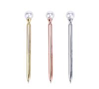 Baluue Stylos à Bille Métal Écriture Fluide et Résistante Lot de 3 avec Grosse Boule Ronde pour Bureau et École