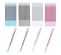 Baluue Stylos à Encre Soluble Réutilisables pour Broderie Marqueurs Effaçables Automatiques à Eau Rechargeables pour Couture Point de Croix et Loisirs Créatifs Bleu Rose Noir Argent