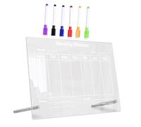 Baluue Tableau Mémo Acrylique Transparent Effaçable avec Marqueurs Blancs et Punaises Tableau Écriture Multifonction pour Bureau Cuisine Étudiants et Organisation Quotidienne