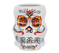 Baluue Tasse à Cocktail Hawaïenne en Céramique Blanche Motif Crâne Floral Mug Cocktail Tiki Original pour Fête Bar et Réunion Mug Hawaï pour Boissons Alcoolisées et Non Alcoolisées