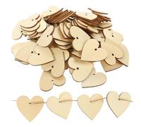 Baluue Tranches de Bois Brut de Cœur 4 Cm, 100 Pièces 2 X 10 M de Corde en Jute, Accessoires pour Bricolage, Décorations Suspendues et Loisirs Créatifs, pour Mariage et Fête