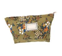 Baluue Trousse de Maquillage Pochette de Rangement Vintage en Velours Côtelé Légère Vert à Fleurs et Multi-Usage pour Voyage Touristique Affaires pour Femmes