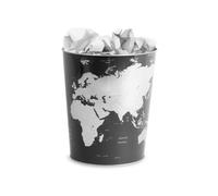 Balvi Corbeille à Papier Globe Couleur Gris Design Carte du Monde Étain 26x22x17,7 cm