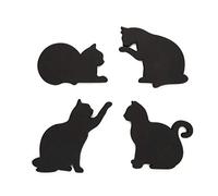 Balvi Dessous de Verre Cat Couleur Noir Set de 4 sous-Verres en Forme de Chats Comprend des aimants S