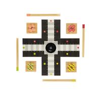 Balvi Jeu de parchís Ludoshi Jeu de Ludo Classique au Design Original inspiré du Monde du Sushi Bois/