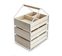 Balvi Organiseur bijoux House Couleur blanc Bijoutier avec trois tiroirs en bois Avec poignée Bois/mé