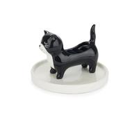 Balvi Porte-bagues Kitty Frac Couleur noir et blanc Porte-bagues en forme de chat Céramique