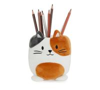 Balvi Pot à Crayons Fluffy Kitty Calico Couleur Blanc, Marron et Gris Chat Tricolore en Peluche Douce