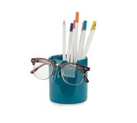 Balvi Pot à Crayons & Repose Lunettes Nosy Buddy Couleur Bleu Organiseur de Bureau 2-en-1 Céramique