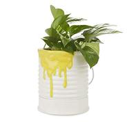 Balvi Pot de Fleur Painty Couleur Jaune et Blanc en Forme de Pot de Peinture avec poignée métallique