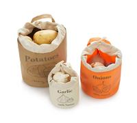 Balvi Sac à légumes The Veggies Lot de 3 sacs perméables à l'air Avec poignées pour accrocher Coton/P