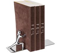 Balvi Serre-Livres Push! Coloris : chromé Ensemble de 2 unités INOX/Zinc