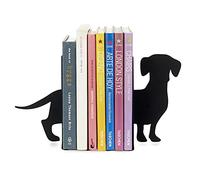 Balvi Serre-Livres Teckel Couleur Noir Support de Livres pour étagère en Forme de Chien 2 unités Méta