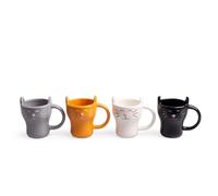 Balvi Service à café Meow! 4 Tasses en Forme de Chat Capacité: 90ml (x4) Céramique