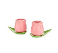 Balvi Set Tasses à café Tulip Couleur Rose 2 Tasses en Forme de Tulipe et 2 soucoupes en Forme de feu