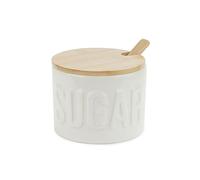 Balvi Sucrière Sugar Couleur Blanc Sucrière élégante Céramique/Bambou 7,4x9,5x9,5 cm