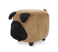 Balvi Tabouret Le Carlin Couleur Marron Repose-Pieds en Forme de Chien Très Soyeux Pattes en Bois Boi