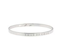 BAM ! BIJOUX A MESSAGES Bracelet JONC en Laiton Argenté - Message : Soeur DE Coeur