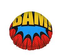 Bam Bonnets de douche Bande dessinée Bleu vif Bulle de dialogue Rayons Demi-teintes Effets Fond rouge Femmes Réutilisable Double Couche Couverture de cheveux Doux Chapeau de douche pour toutes les l