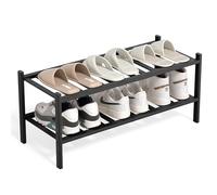 BAM BOO BOX Bambou Meuble de Rangement - 2 Niveaux Rangement Chaussure - 68 x 28 x 32 cm - Etagere Chaussure - Range Chaussures - Rangement Chaussures - Porte Chaussures - Étagère Chaussures (Noir)