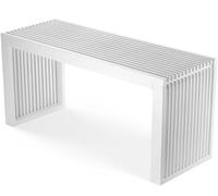 BAM BOO BOX Banc en bambou blanc - Banc en bois stable sans dossier pour couloir, salle de bain, cuisine, salle à manger ou chambre à coucher - Petit banc en bois 90 x 33 x 43 cm - Charge maximale