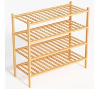 BAM BOO BOX Étagère à chaussures en bambou, étagère à chaussures à 4 niveaux, 68 x 28 x 64 cm, extensible, empilable, armoire à chaussures en bois, étagère pour salon ou couloir (bambou)