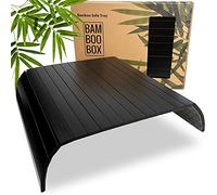 BAM BOO BOX Plateau Repas Canapé pour Boissons, Encas, etc. - Support pour Accoudoir de Canapé Flexible - Plateau Antidérapant d’Accoudoir en Bois Massif - Plateau Bambou Noir